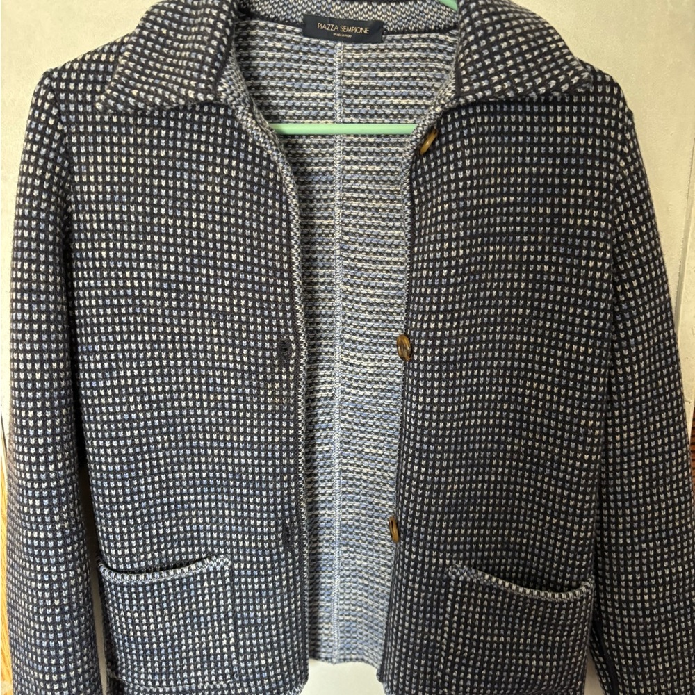 Piazza Sempione Italy 100% virgin wool knit blazer jacket - IT 40 / US 4